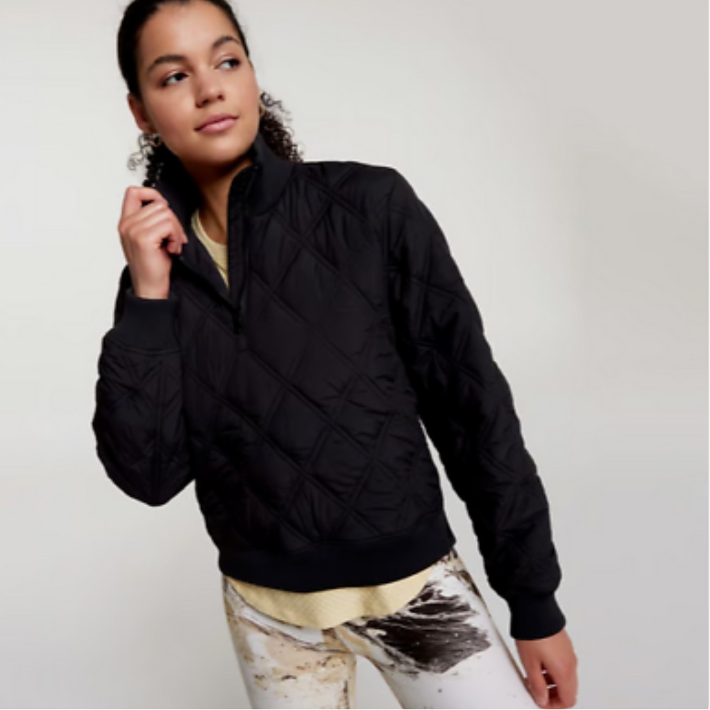 Calia By Carrie Underwood Quilted Black Bomber Jacket